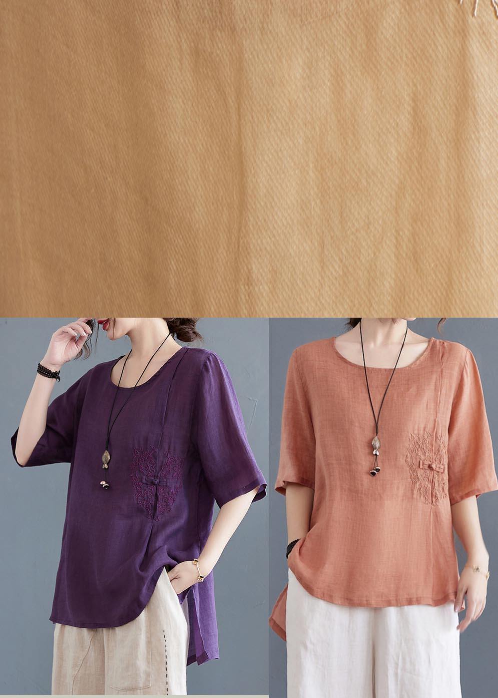 Boho  Purple low high design Linen Shirt Top Summer - Omychic