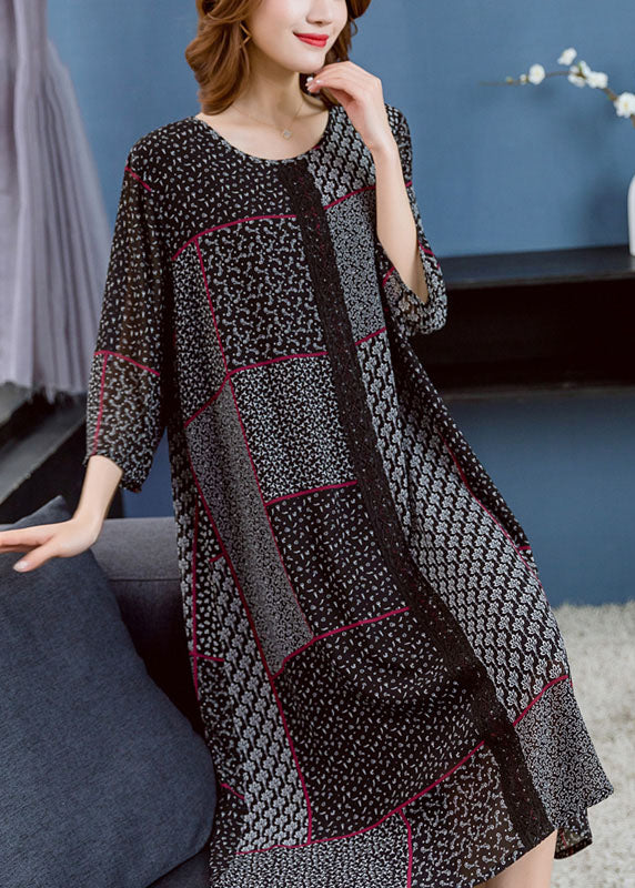 o neck patchwork chiffon dress Amalfi Patchwork Maxi Dress Ivory/Lilac / L