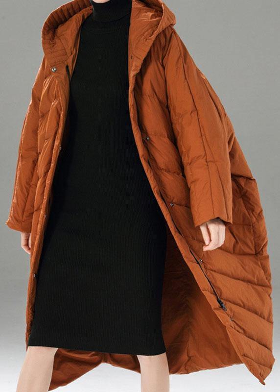 Boho Caramel zippered Pockets Casual Winter Duck Down Winter Coats - Omychic