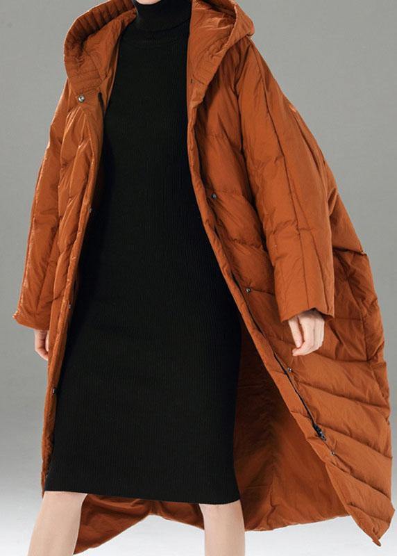 Boho Caramel zippered Pockets Casual Winter Duck Down Winter Coats - Omychic