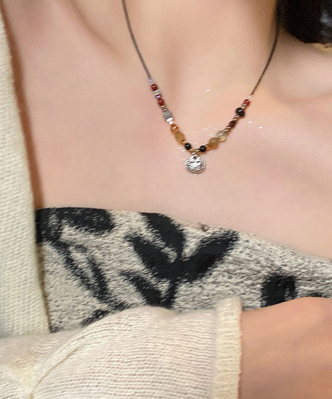 Boho Copper Pearl Agate Pendant Necklace