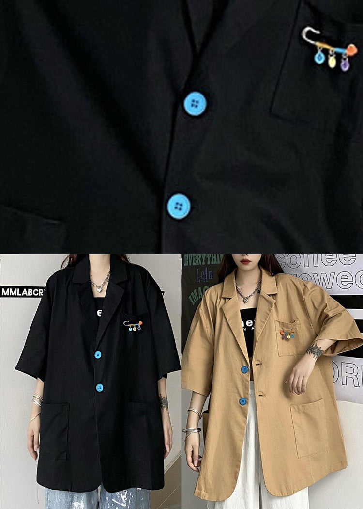 Boho Khaki Peter Pan Collar  Summer Tops - Omychic