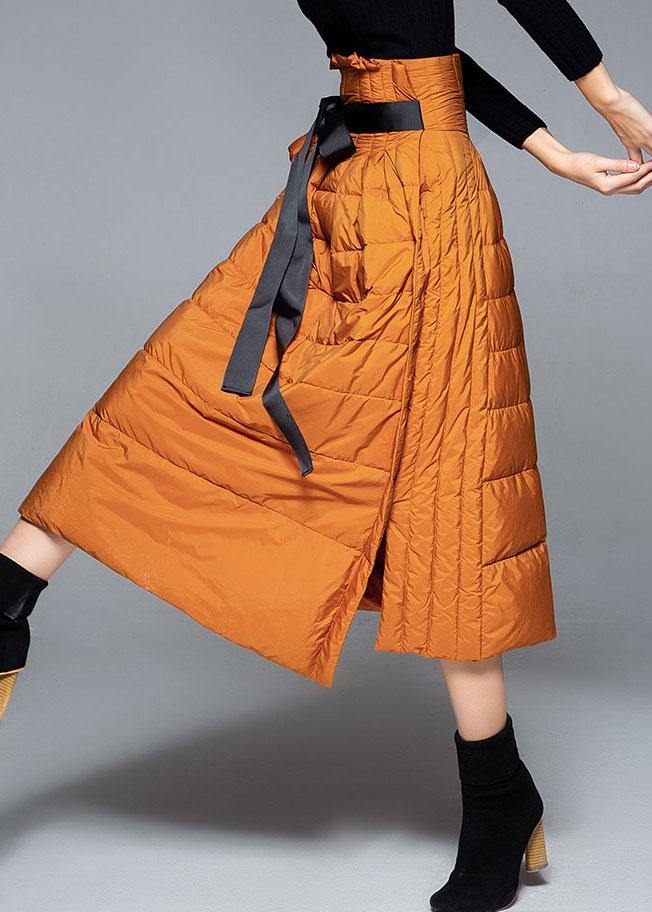 Boho Khaki Thick Warm low high design Winter Duck Down Skirts - Omychic