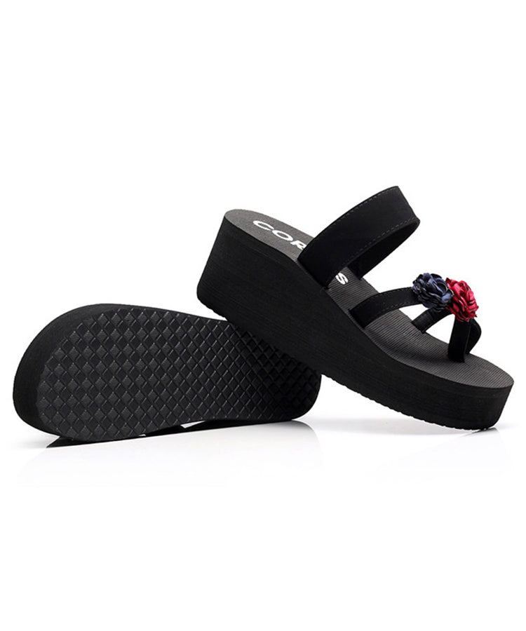 Boho Mulberry Rose Platform Breathable Mesh Slide Sandals