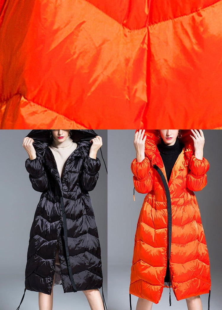 Boho Orange Loose Thick zippered Winter Duck Down Jacket In - Omychic