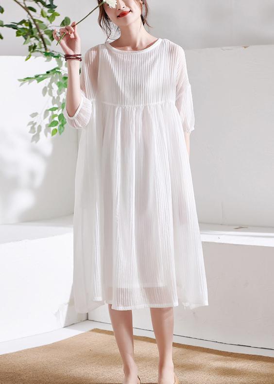 Boho Pink O-Neck Patchwork Summer Cotton Maxi Dresses Half Sleeve - Omychic