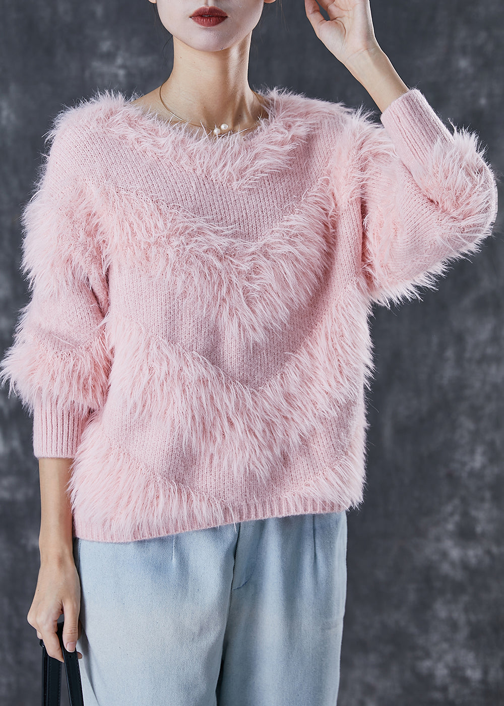 Boho Pink Tasseled Thick Knit Sweaters Winter