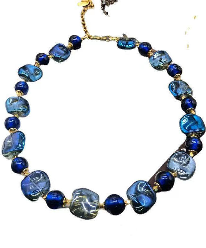 Boho Royal Blue Sterling Silver Ancient Gold Coloured Glaze Locket Necklace