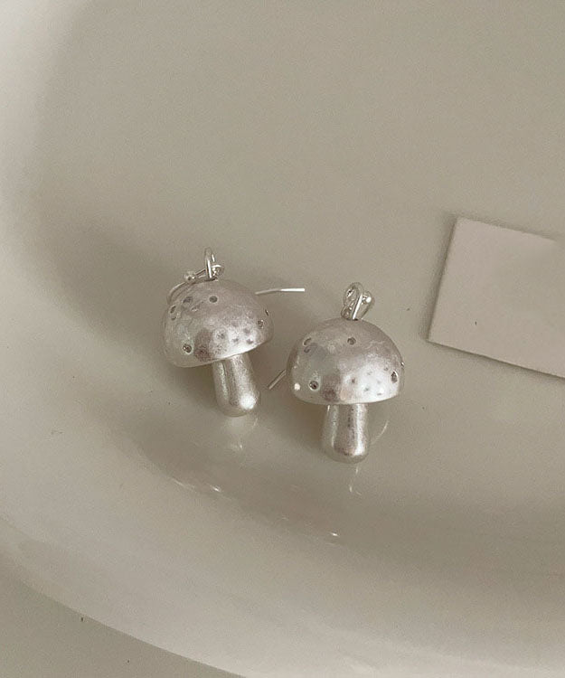 Boho Silk Sterling Silver Overgild Mushroom Drop Earrings