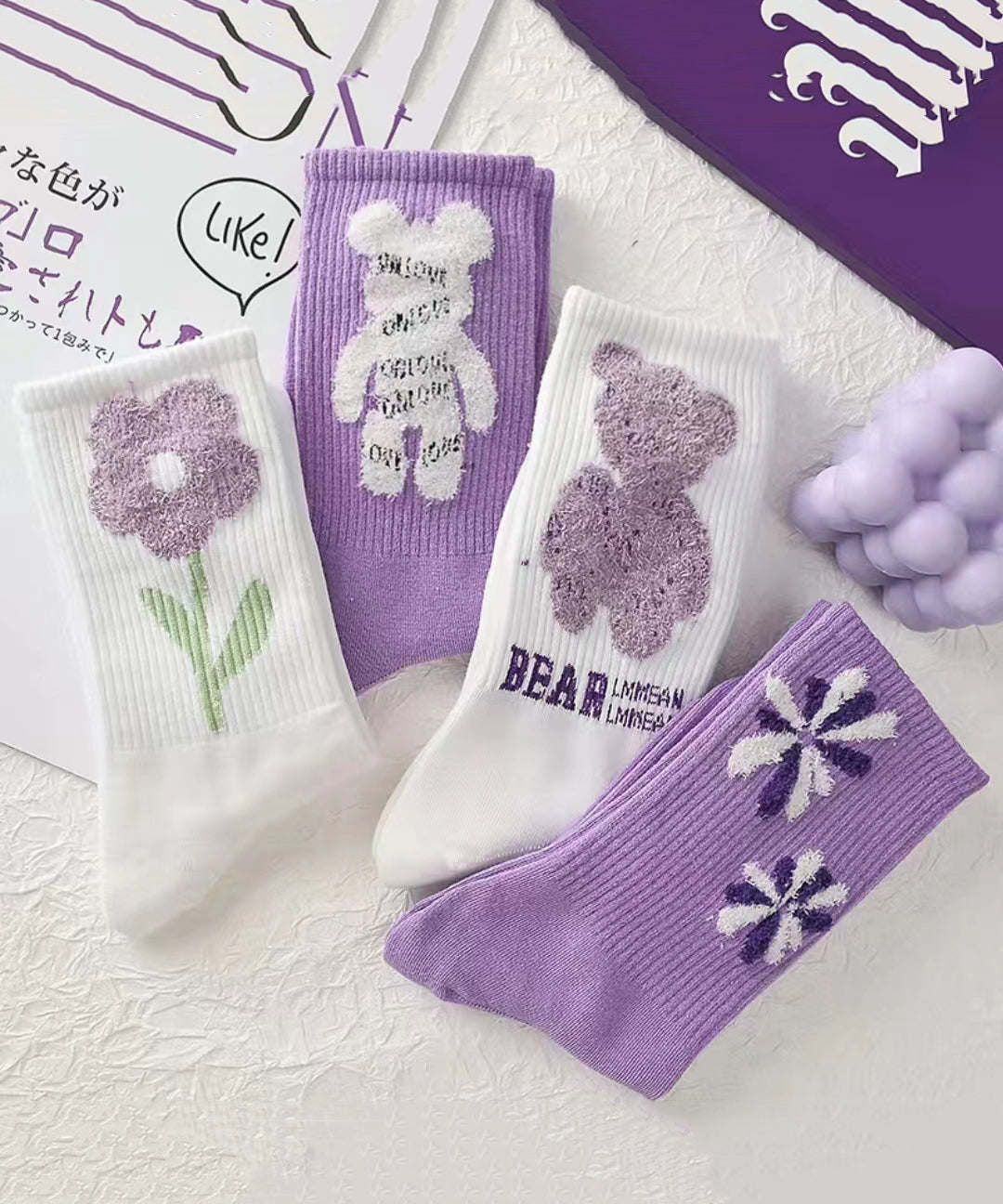 Boutique  Women Jacquard Cotton Mid Calf Socks
