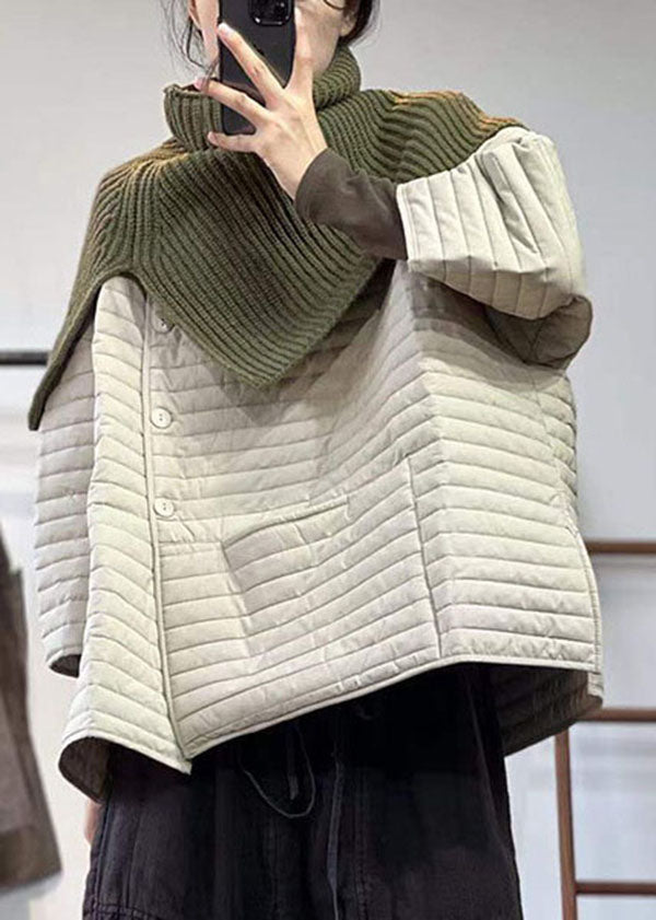 Boutique Apricot Oversized Striped Fine Cotton Filled Parka Jacket Winter - Omychic