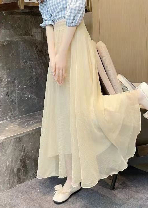 Boutique Apricot Ruffled Patchwork Extra Large Hem Chiffon Skirts