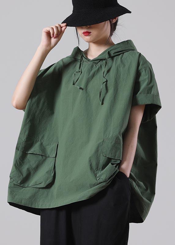 Boutique Army Green hooded Tees Summer Cotton - Omychic