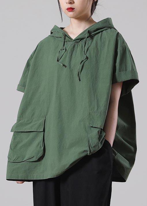 Boutique Army Green hooded Tees Summer Cotton - Omychic