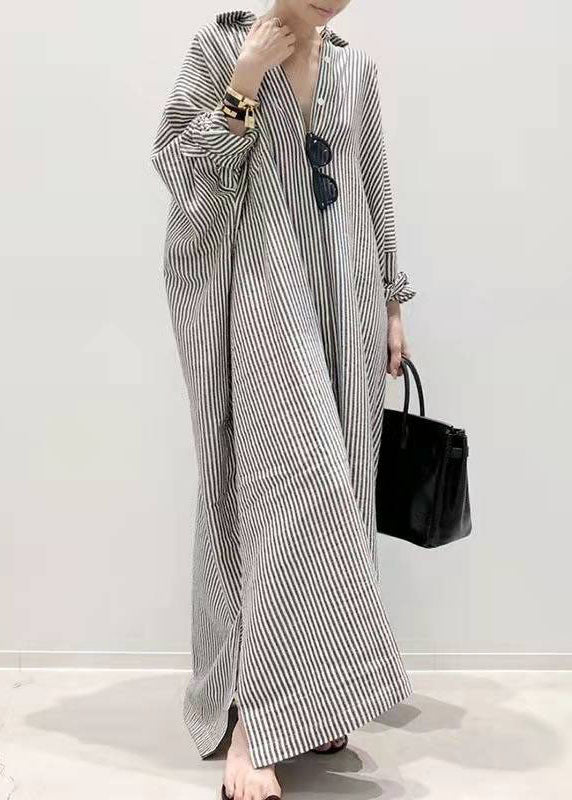 Boutique Black Peter Pan Collar Striped Shirts Dress Spring