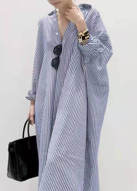 Boutique Black Peter Pan Collar Striped Shirts Dress Spring
