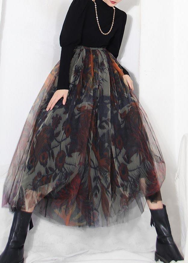 Boutique Black Print Asymmetrical Design Tiered Skirt Summer ( Limited Stock) - Omychic