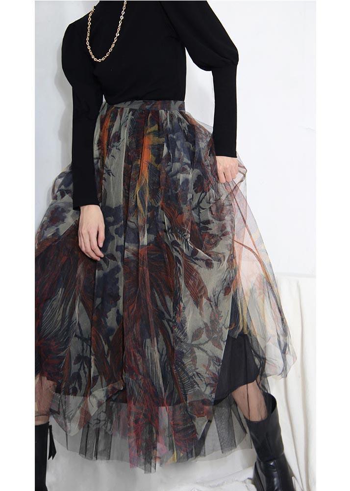 Boutique Black Print Asymmetrical Design Tiered Skirt Summer ( Limited Stock) - Omychic