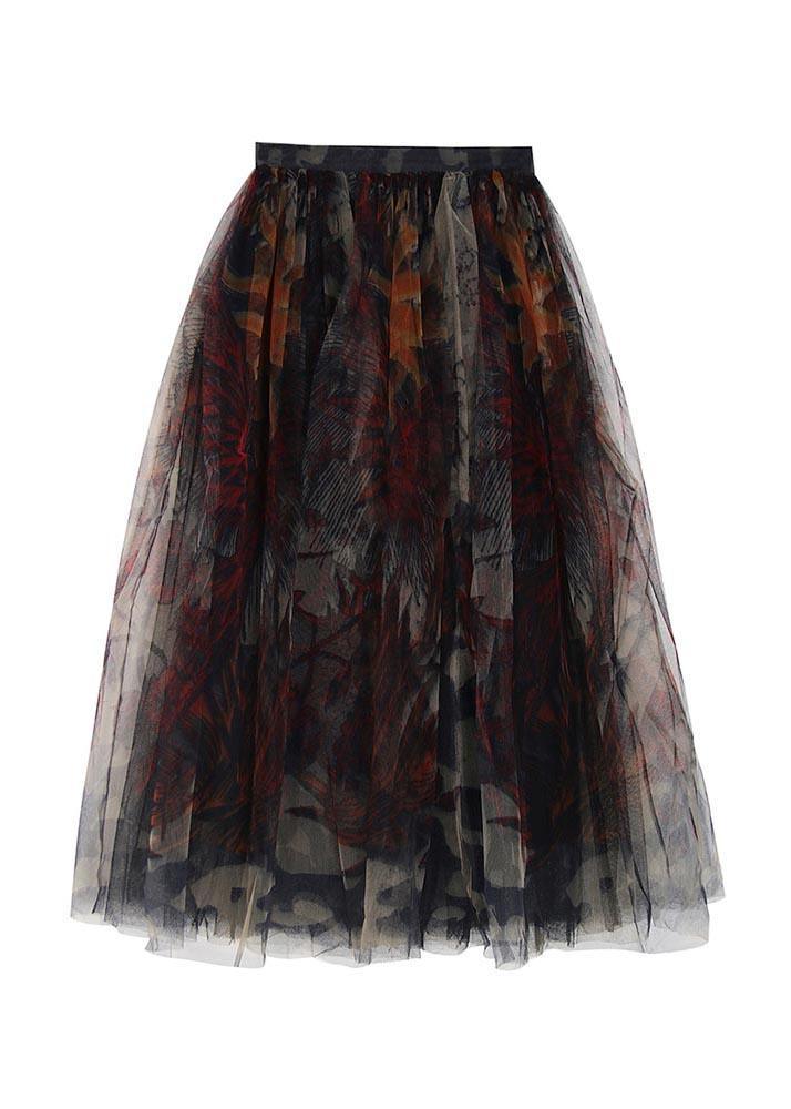 Boutique Black Print Asymmetrical Design Tiered Skirt Summer ( Limited Stock) - Omychic