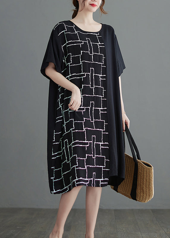 Boutique Black asymmetrical design Dress Short Sleeve