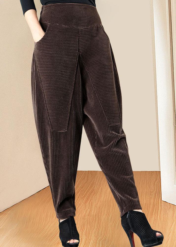 Boutique Coffee High Waist Pockets fashion Winter Pants - Omychic