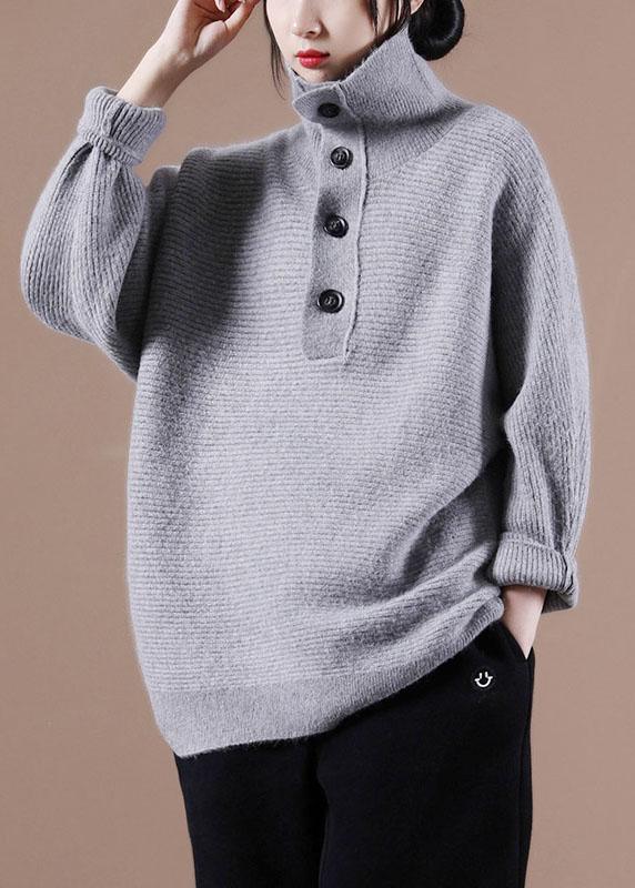 Boutique Grey Knit Casual Fall Sweater - Omychic
