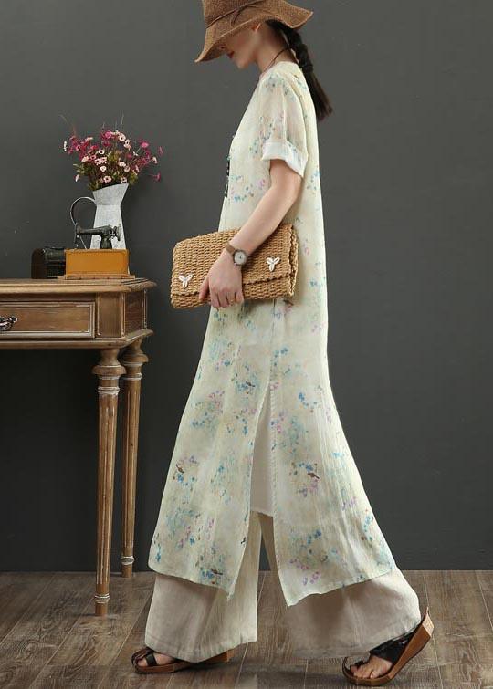 Boutique Khaki Print side open Vacation Summer Linen Dress - Omychic