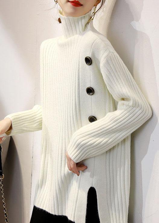 Boutique Khaki Turtleneck Thick Fall Winter Knit Sweater - Omychic