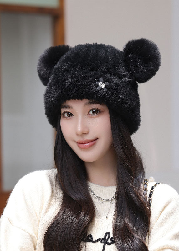 Boutique Khaki Warm Fleece Knitted Cotton Ear Protection Bonnie Hat