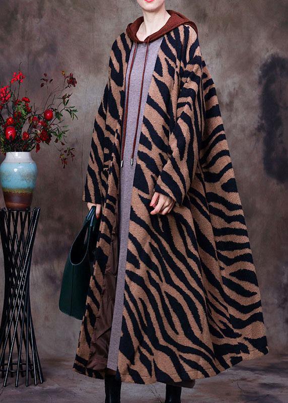 Boutique Leopard V Neck Bat wing Sleeve fashion Winter Woolen Coats - Omychic