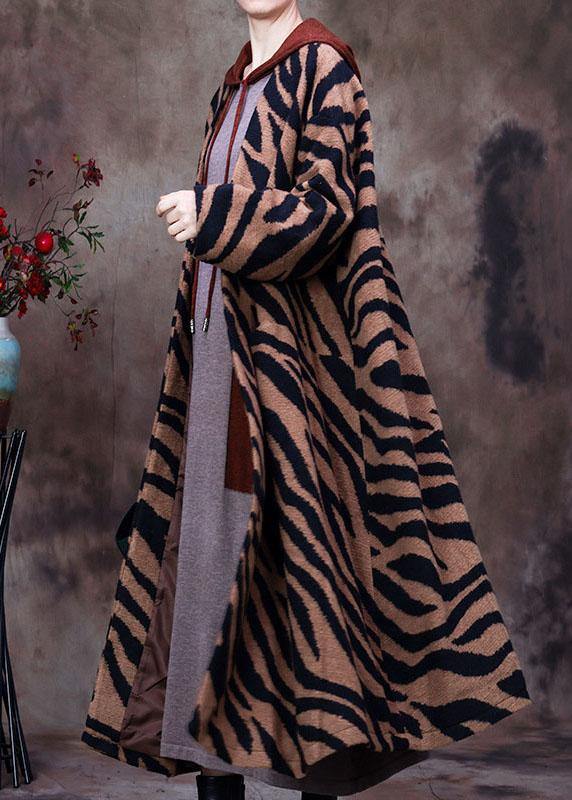 Boutique Leopard V Neck Bat wing Sleeve fashion Winter Woolen Coats - Omychic
