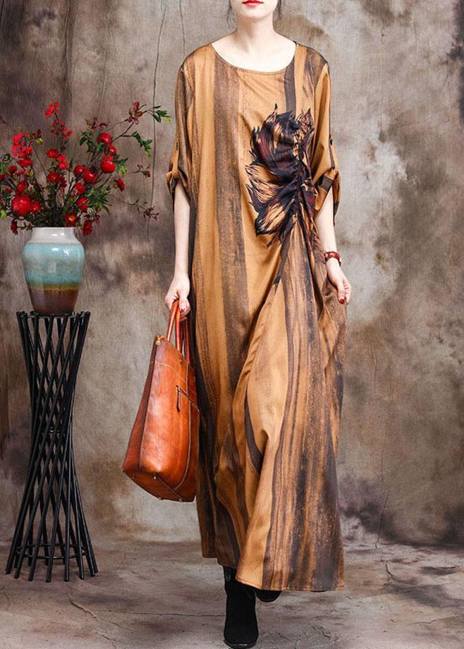 Boutique Print Cinched Silk asymmetrical design Dress Summer - Omychic