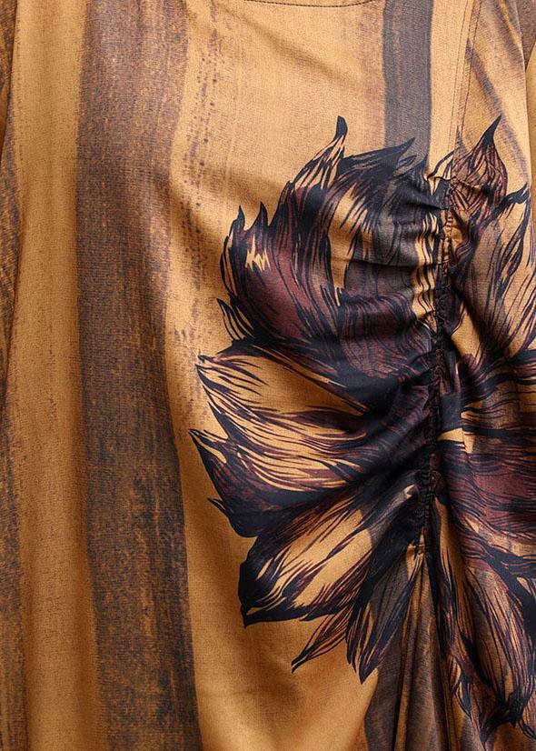 Boutique Print Cinched Silk asymmetrical design Dress Summer - Omychic