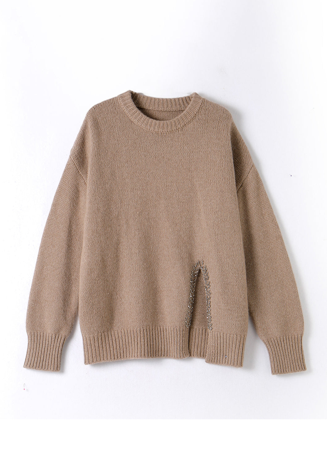 Boutique Purple O Neck Thick Asymmetrical Woolen Sweaters Winter