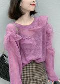 Purple tassel design loose sweater