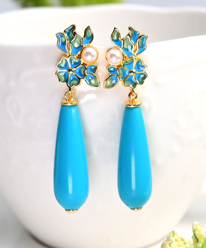 Boutique Sterling Silver Water Drop Turquoise Drop Earrings