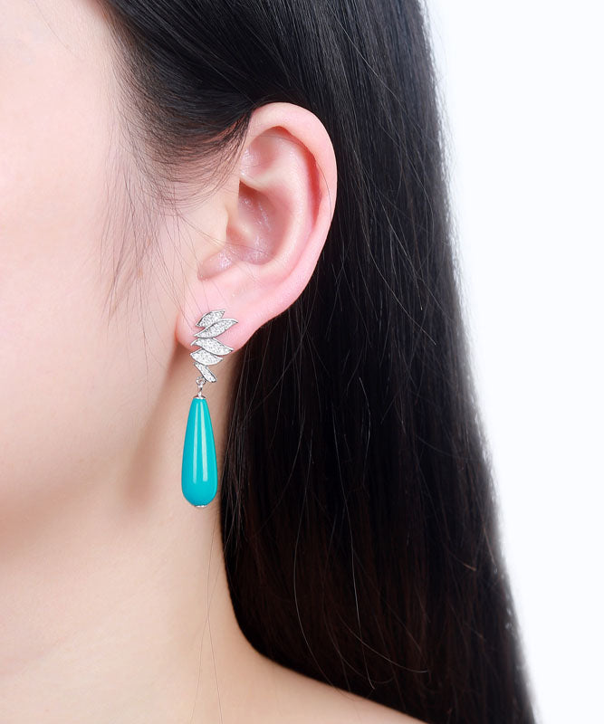 Boutique Sterling Silver Water Drop Turquoise Drop Earrings