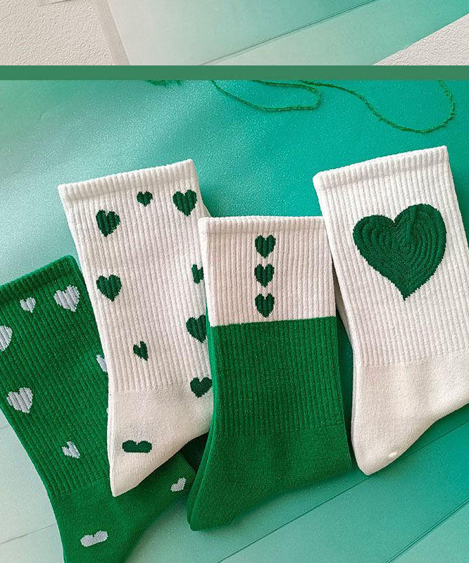 Boutique Stylish Green Jacquard Cotton Mid Calf Socks