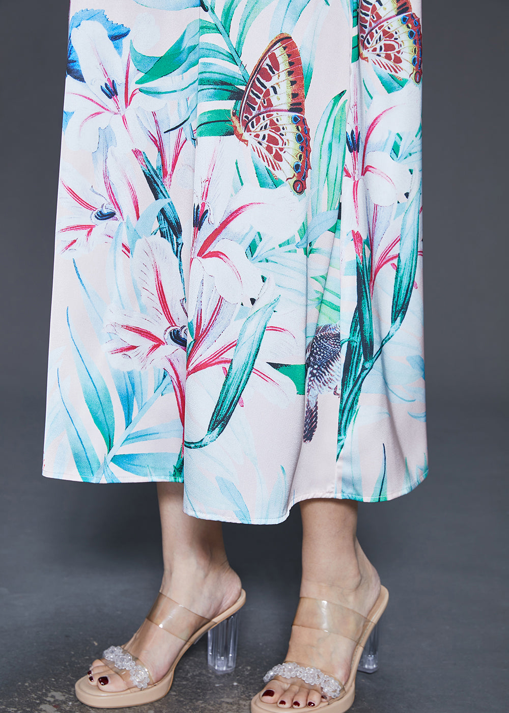 Boutique White Oversized Print Silk Vacation Dresses Summer