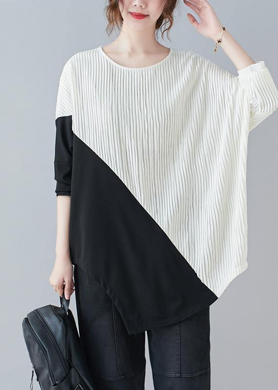 Boutique White U Neck Patchwork Top - Omychic