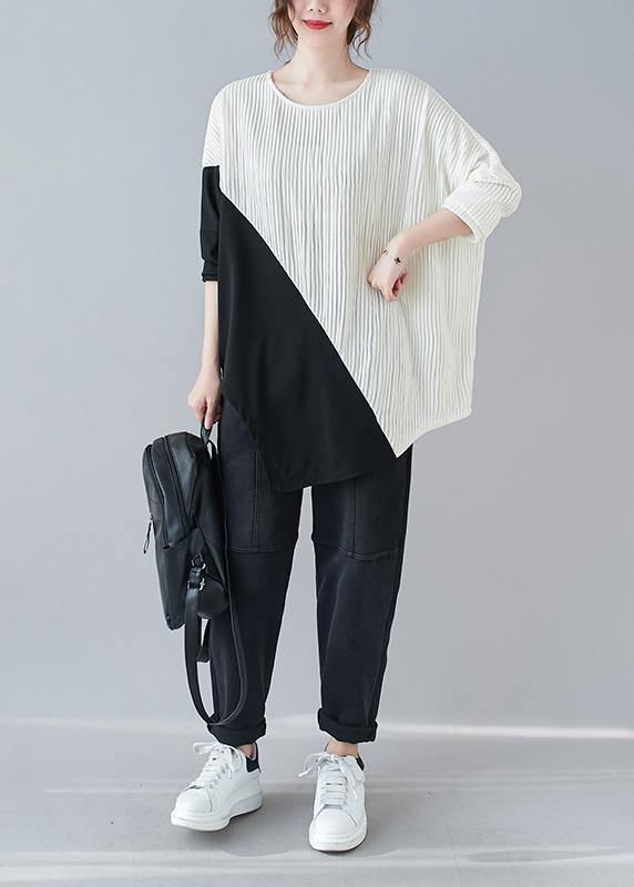Boutique White U Neck Patchwork Top - Omychic