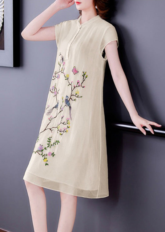 Boutique Yellow O-Neck Embroideried Maxi Dresses Summer