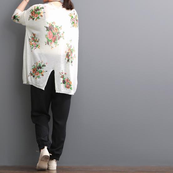 Breathy white floral women blouse summer shirts top - Omychic
