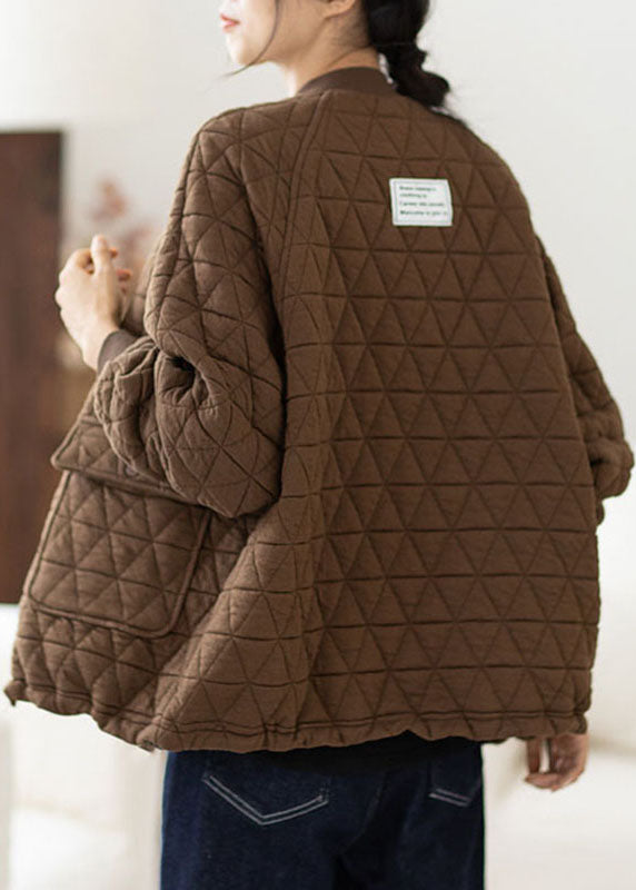 Brief Coffee Pockets Patchwork Warm Coats Fall