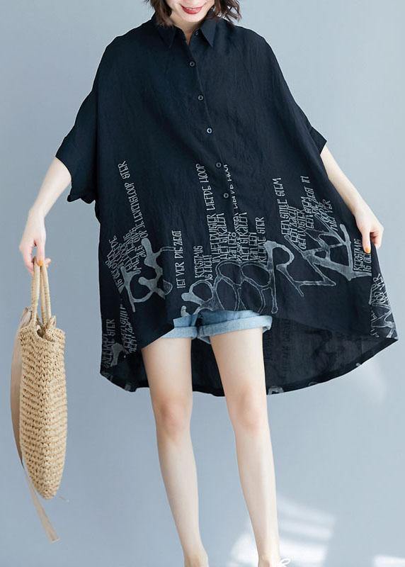 Brown Graphic low high design Cotton Summer Shirt Tops - Omychic