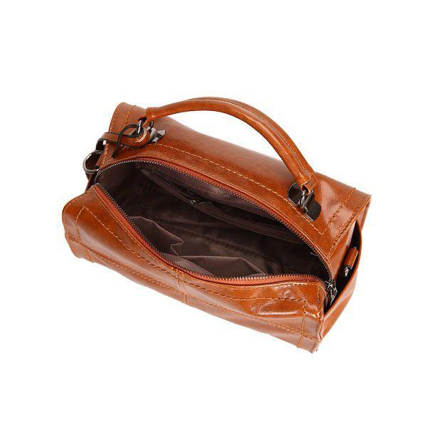 Brown PU Leather Handbag Retro Oil Leather Crossbody Bag - Omychic