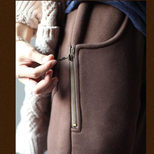 Brown velour women winter trousers pants cotton capris - Omychic