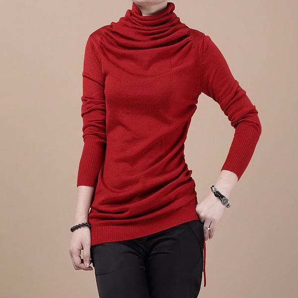 Burgundy Woolen sweater top - Omychic