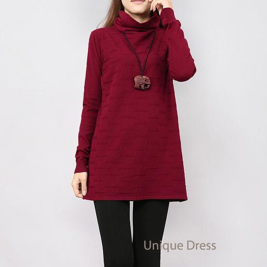 Burgundy basic women sweater top - Omychic