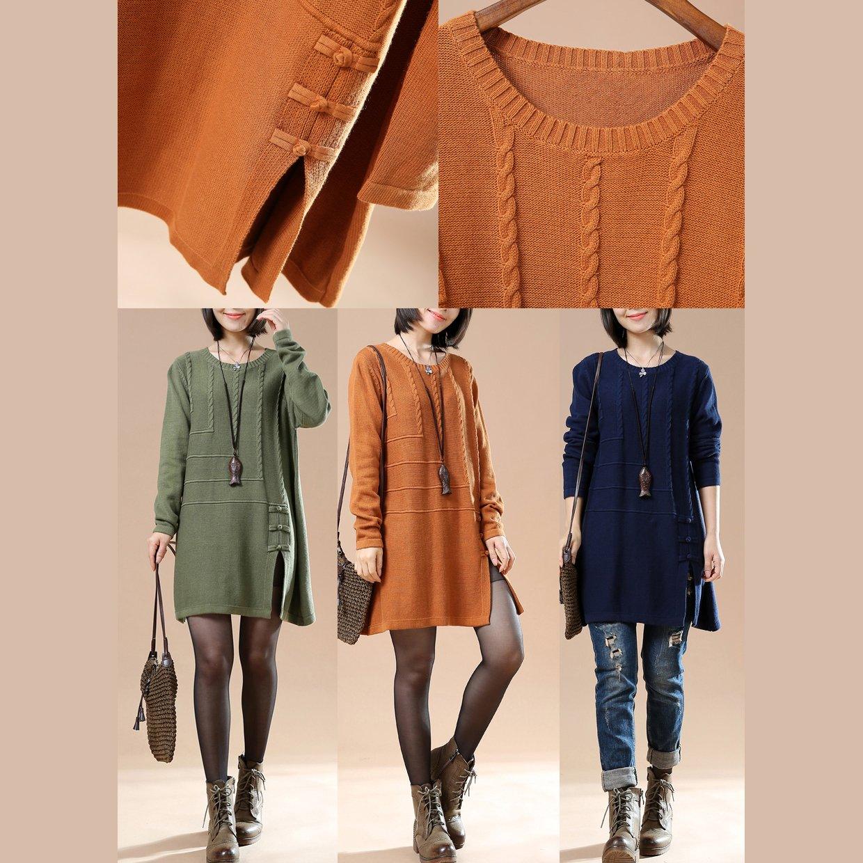 Burgundy new sweaters open hem cable knit dresses winter - Omychic